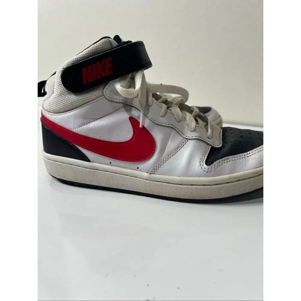 Nike Court Borough Mid 2 Sneakers Black Red White Size 6 Youth